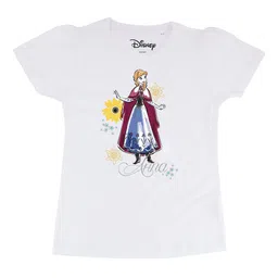 Frozen Girls White Frozen Printed Round Neck Pure Cotton T-shirt-picture-45