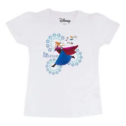 Frozen Girls White Frozen Printed Round Neck Pure Cotton T-shirt-image-49