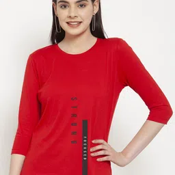 Friskers Women Red Printed Round Neck T-shirt-image-13