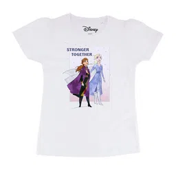 Frozen Girls White Olaf Print Cotton Round Neck T-shirt-image-32