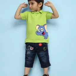 NUSYL Kids Polo Collar Graphic Printed T-shirt-image-3