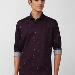 SIMON CARTER LONDON Men Purple Slim Fit Printed Pure Cotton Casual Shirt-image-69