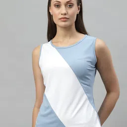 JUMP USA Women Blue & White Colourblocked Tank T-shirt-image-71