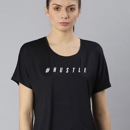 MKH Women Black Typography Printed Dri-FIT Applique Yoga Sports T-shirt-picture-20