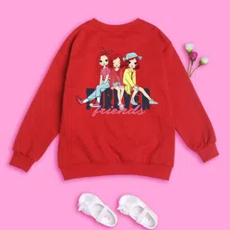 NUSYL Girls Graphic Printed Round Neck Oversized Sweatshirt-image-24