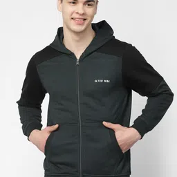 Kalt Colourblocked Hooded Fleece Front-Open Sweatshirt-picture-21