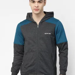 Kalt Colourblocked Hooded Fleece Front-Open Sweatshirt-picture-38