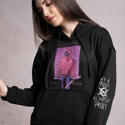 Tokyo Talkies Black Graphic Printed Hooded Sweatshirt-picture-32