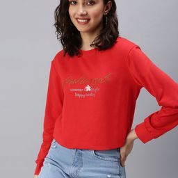 SHOWOFF Women Red Printed Sweatshirt-image-48