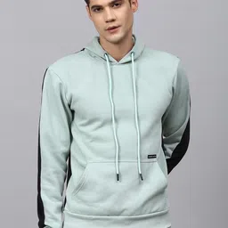 Campus Sutra Men Sea Green Hooded Sweatshirt-image-77