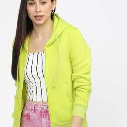 Tokyo Talkies Women Green Hooded Sweatshirt-picture-28