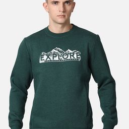 t-base Men Green Typography Printed Cotton Pullover Sweatshirt-picture-33