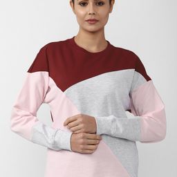 Van Heusen Woman  Maroon Colourblocked Sweatshirt-picture-14