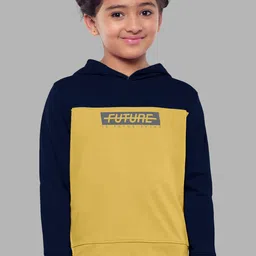 HELLCAT Girls Colourblocked Hooded Cotton Sweatshirt-image-31