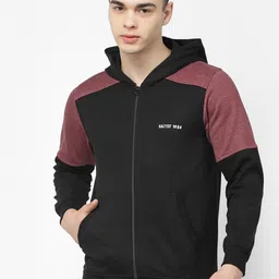 Kalt Colourblocked Hooded Fleece Front-Open Sweatshirt image 1