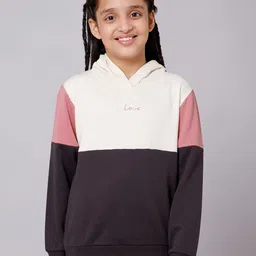 Alan Jones Girls Grey Colourblocked Hooded Sweatshirt-picture-36