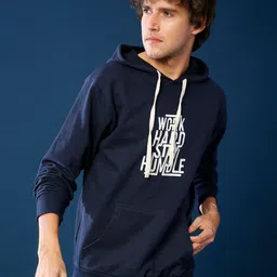 Campus Sutra Men Navy Blue Hooded Sweatshirt-picture-12