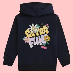 NUSYL Girls Typography Printed Hooded Fleece Sweatshirt-picture-21