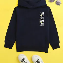 NUSYL Unisex Kids Navy Blue Hooded Sweatshirt-picture-38