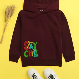 NUSYL Unisex Kids Burgundy Hooded Sweatshirt-image-73