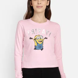 Free Authority Women Pink Minion Printed Sweatshirt-image-63