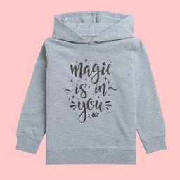 NUSYL Girls Typography Printed Hooded Fleece Pullover-picture-31