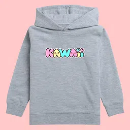 NUSYL Girls Typography Printed Hooded Long Sleeves Fleece Pullover-picture-32