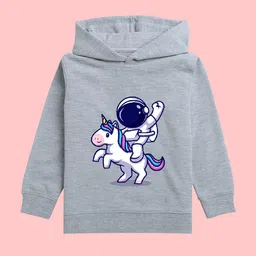 NUSYL Girls Astronaut Printed Hooded Fleece Pullover Sweatshirt-picture-30