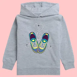 NUSYL Girls Graphic Printed Hooded Fleece Sweatshirt-picture-13