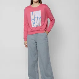 Vero Moda Women Pink & White Printed Sweatshirt-picture-12
