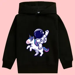 NUSYL Girls Astronaut Printed Hooded Fleece Pullover-picture-14