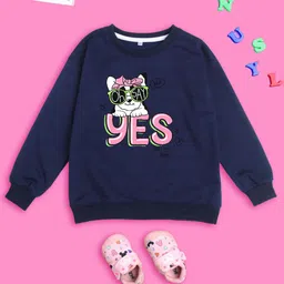 NUSYL Girls Typography Printed Oversized Fleece Sweatshirt-image-19