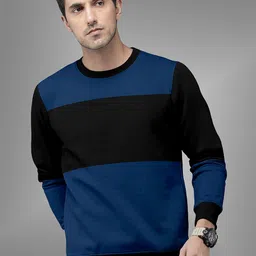 BAESD Round Neck Long Sleeves Pullover Ribbed Hem Colourblocked Sweatshirt-image-91