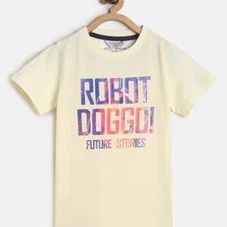 TALES & STORIES Boys Off White Typography Printed Cotton T-shirt-picture-15