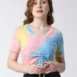 Pepe Jeans Tie and Dye V-Neck Cotton Slim Fit T-shirt-image-79