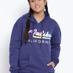 Lil Tomatoes Teen Girls Navy Blue Printed Hooded Sweatshirt-image-49