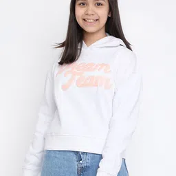 Lil Tomatoes Girls White Printed Hooded Sweatshirt-picture-24