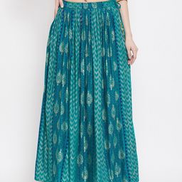 Clora Creation Ethnic Motifs Printed Flared Maxi Skirt-picture-17