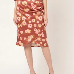 ELLE Women Floral Printed Gather Overlap Skirt-picture-11