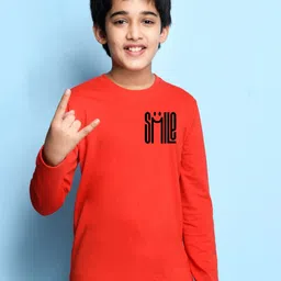 NUSYL Boys Red & Black Typography Printed T-shirt-image-9