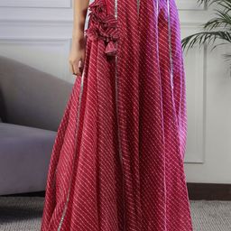 NEUDIS Pure Cotton Lehariya Flared Maxi Skirts-picture-15