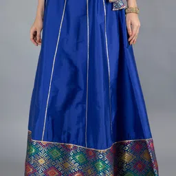NEUDIS Women Blue Printed Maxi Lehenga Skirt-picture-34