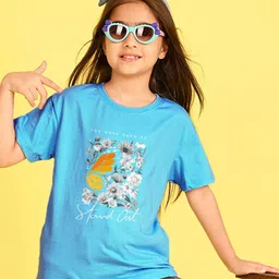 NUSYL Girls Floral Printed Round Neck Longline Oversized T-shirt-picture-38