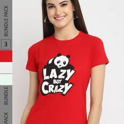 Fabflee Pack Of 3 Typography Printed Cotton T-shirts-picture-35