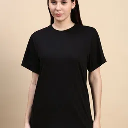 Kryptic Women Solid Round Neck Cotton Oversized T-shirt-picture-17