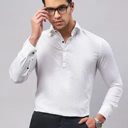 LOUIS STITCH Micro Ditsy Printed Cotton Semiformal Shirt-picture-19