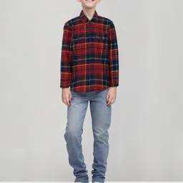 Gini and Jony Boys Spread Collar Checked Cotton Shirt-picture-52