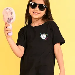 NUSYL Girls Graphic Printed Round Neck Longline Oversized T-shirt-picture-16