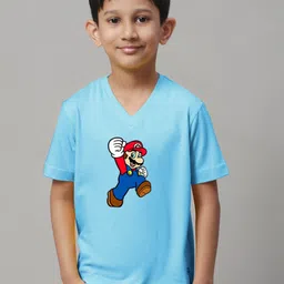 Friskers Boys Super Mario Printed V-Neck Cotton T-shirt-picture-29