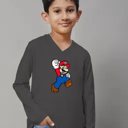 Friskers Boys Printed V-Neck Long Sleeves Regular Fit Cotton T-shirt-picture-37